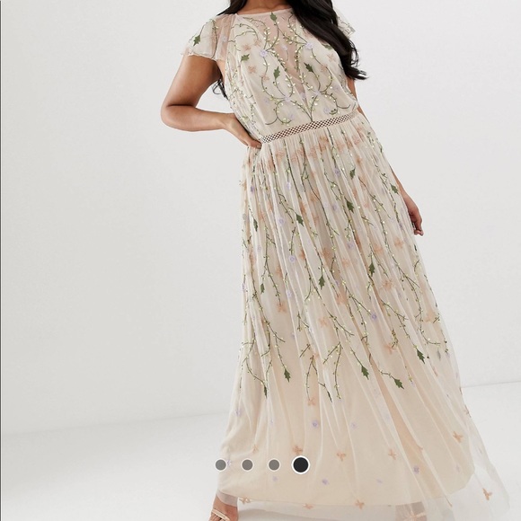 ASOS Curve Dresses & Skirts - ASOS Curve Embroidered Floral Sequin Mesh Maxi Dress 22